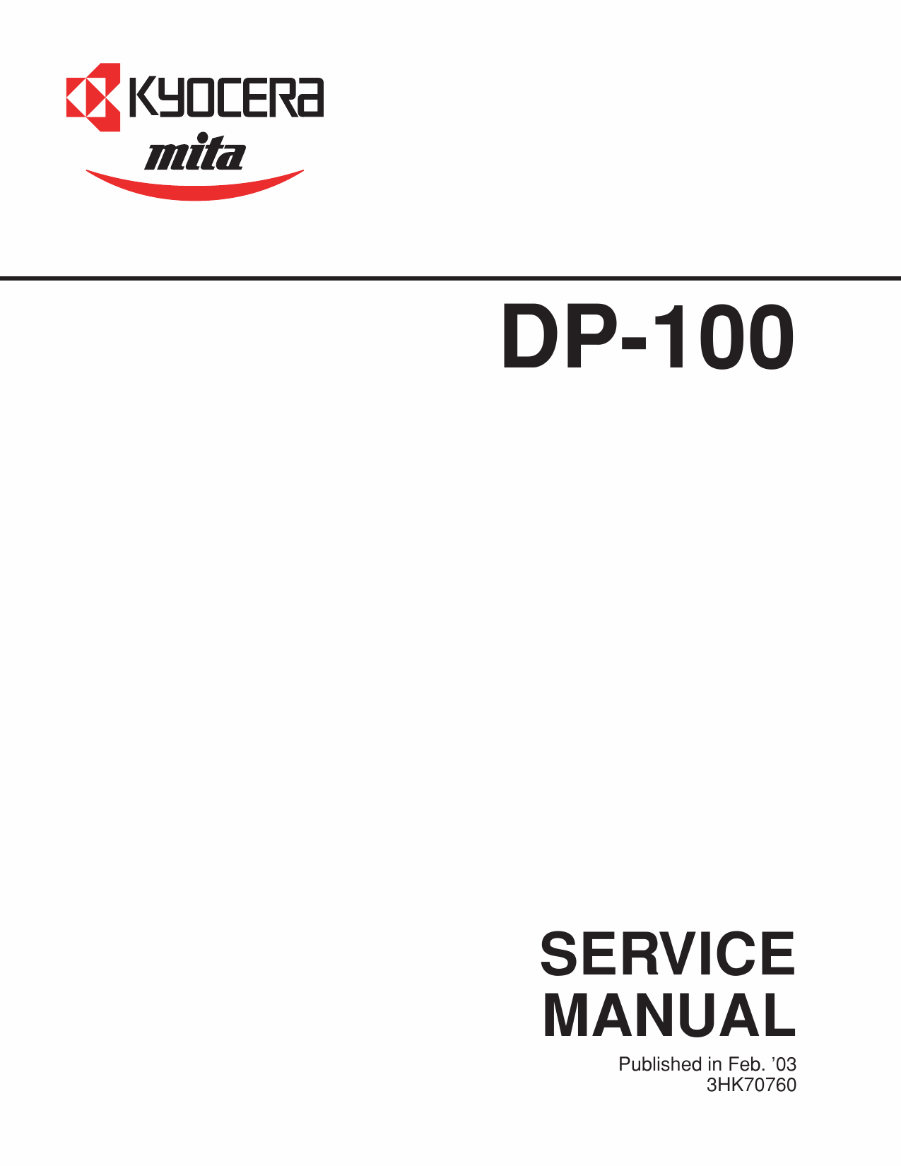 KYOCERA Options DP-100 Parts and Service Manual-1